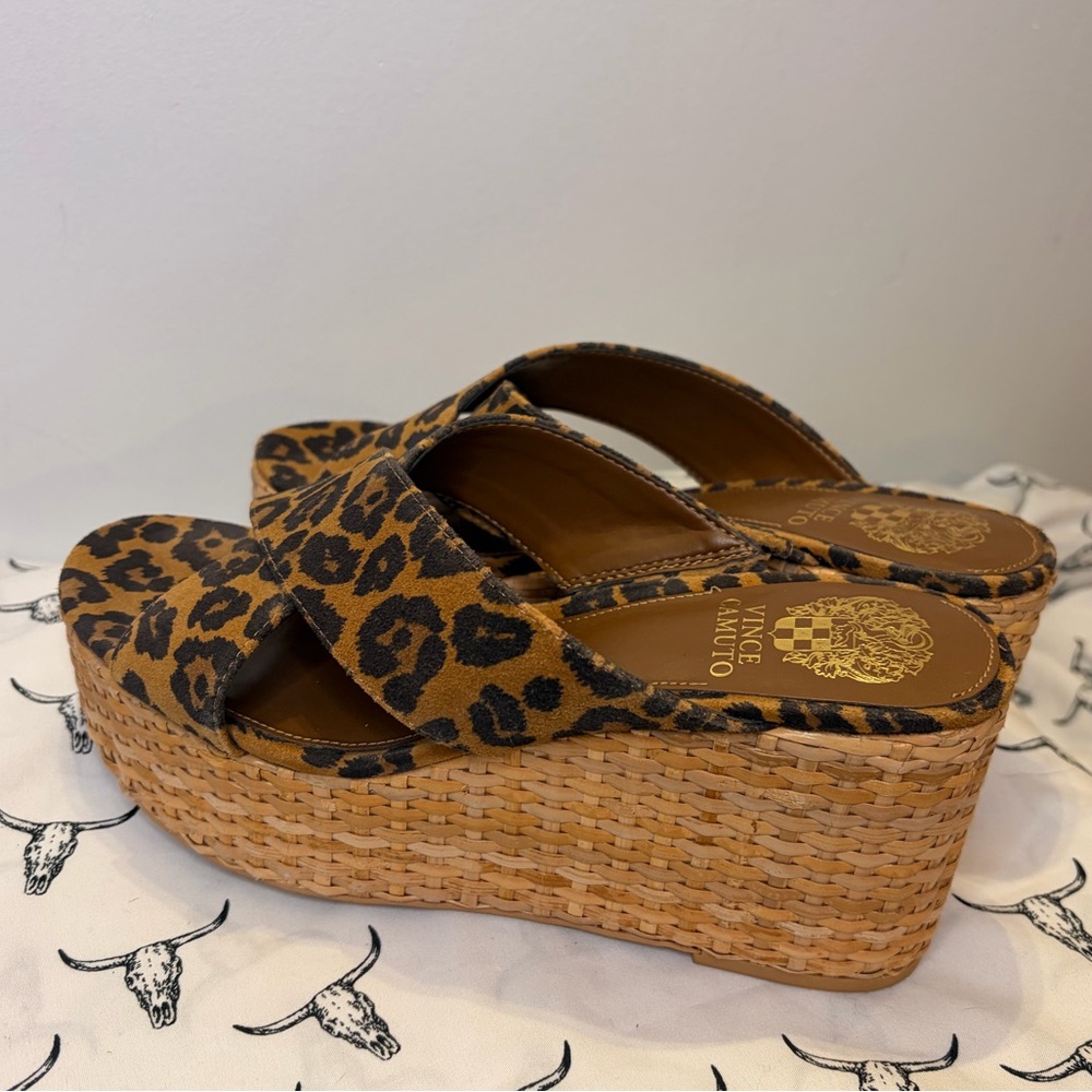 Vince Camuto Leopard Print Platform Sandals - Picture 4 of 6